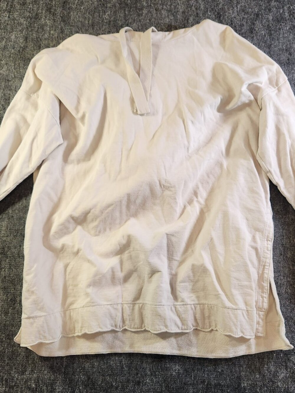 Aerie Cream Jersey Pullover Hoodie Size Medium Drawstring Hood